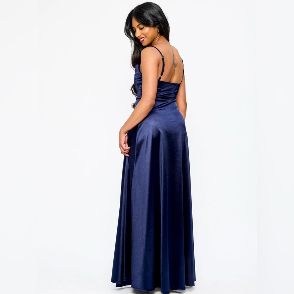 Eclipse Navy Satin Dress